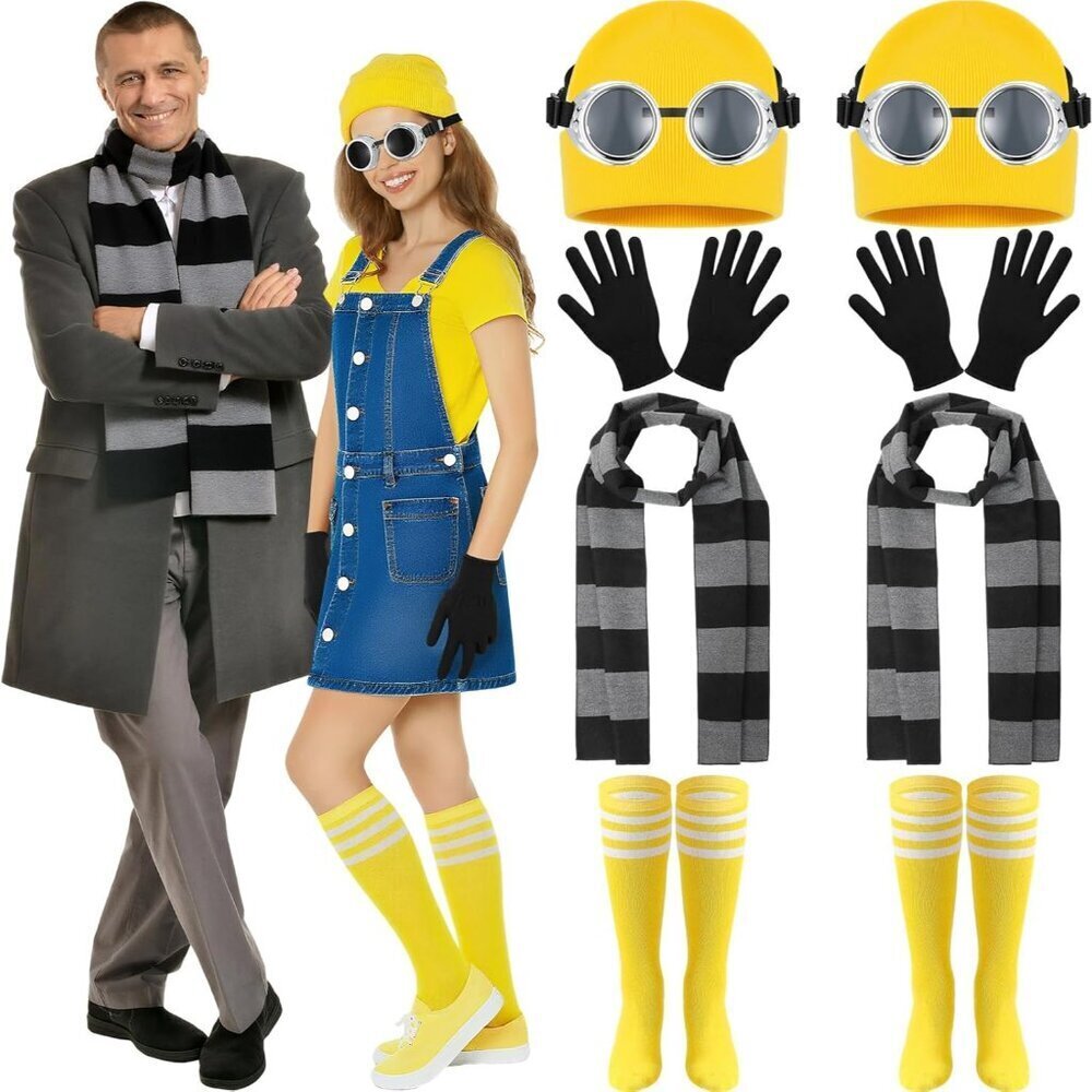 10 pcs Halloween Costume Accessories Set Steampunk Goggles Beanie Socks Gloves
